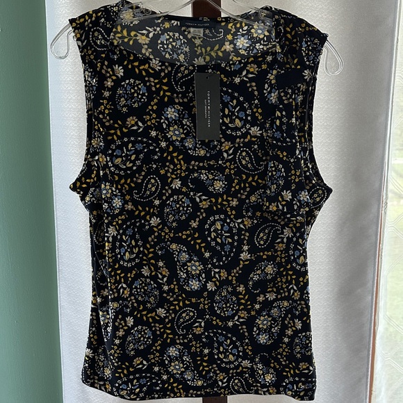 Tommy Hilfiger Black and Gold Paisley Tank Top - Picture 1 of 5